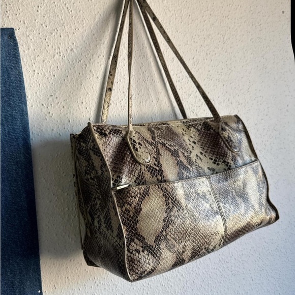 HOBO Brown and Black Shoulder Bag with Snakeskin Pattern - Picture 3 of 6
